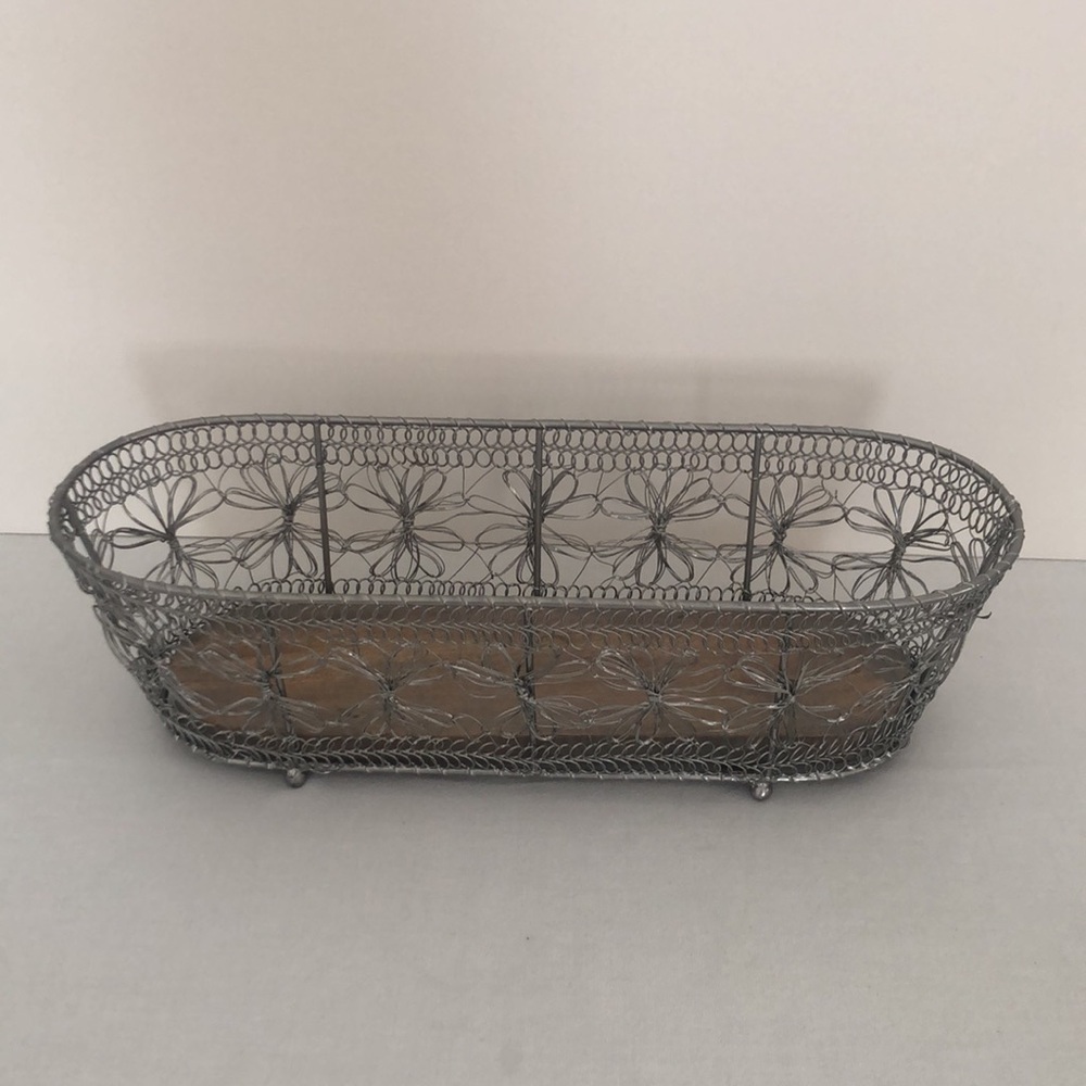 Silver Wire and Wood Basket